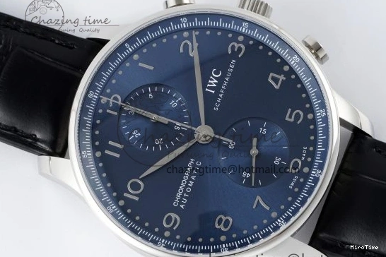 MIROTIME 1230 Portuguese Chrono IW3716 RSF 1:1 Best Edition Blue Dial on Black Leather Strap A RelaxedFit 7045